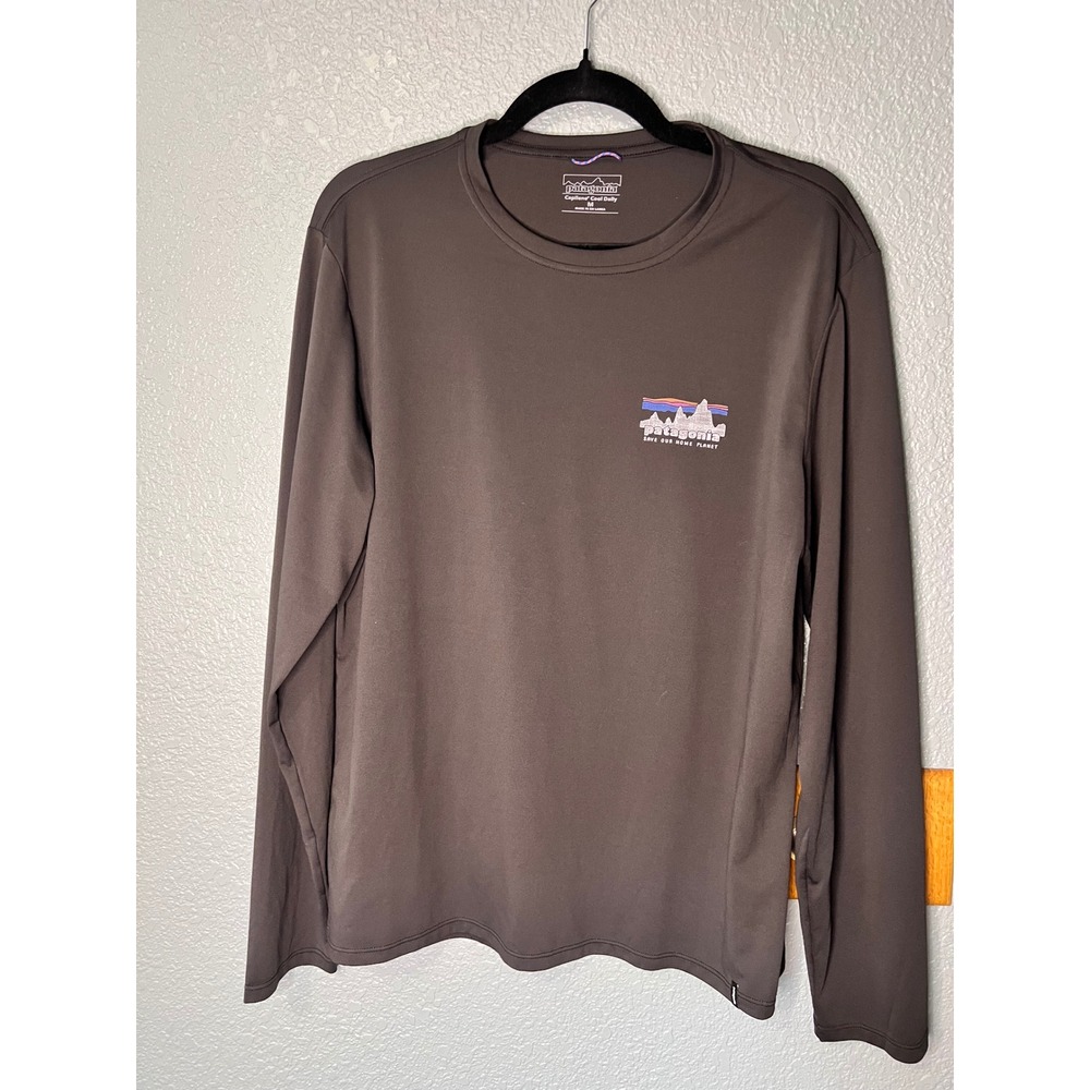 Patagonia Capilene Cool Daily Long Sleeve Shirt Gray Save Our Home Planet Medium